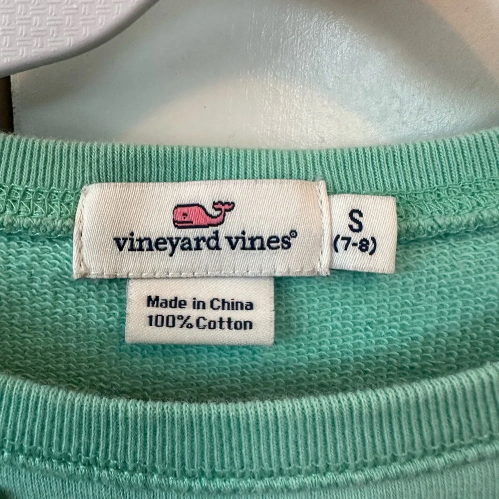 Vineyard Vines Teal Anchor Crystal Embellished Sweatshirt Dress (Size S/7-8)